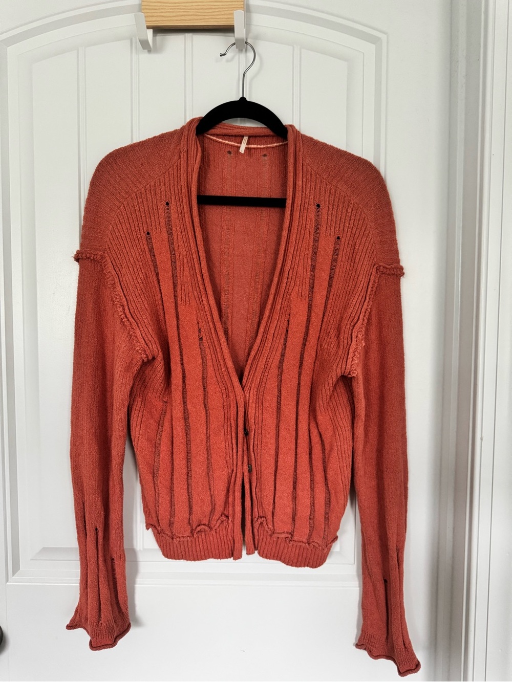 Free People Brick Orange Open-Front Knit Cardigan